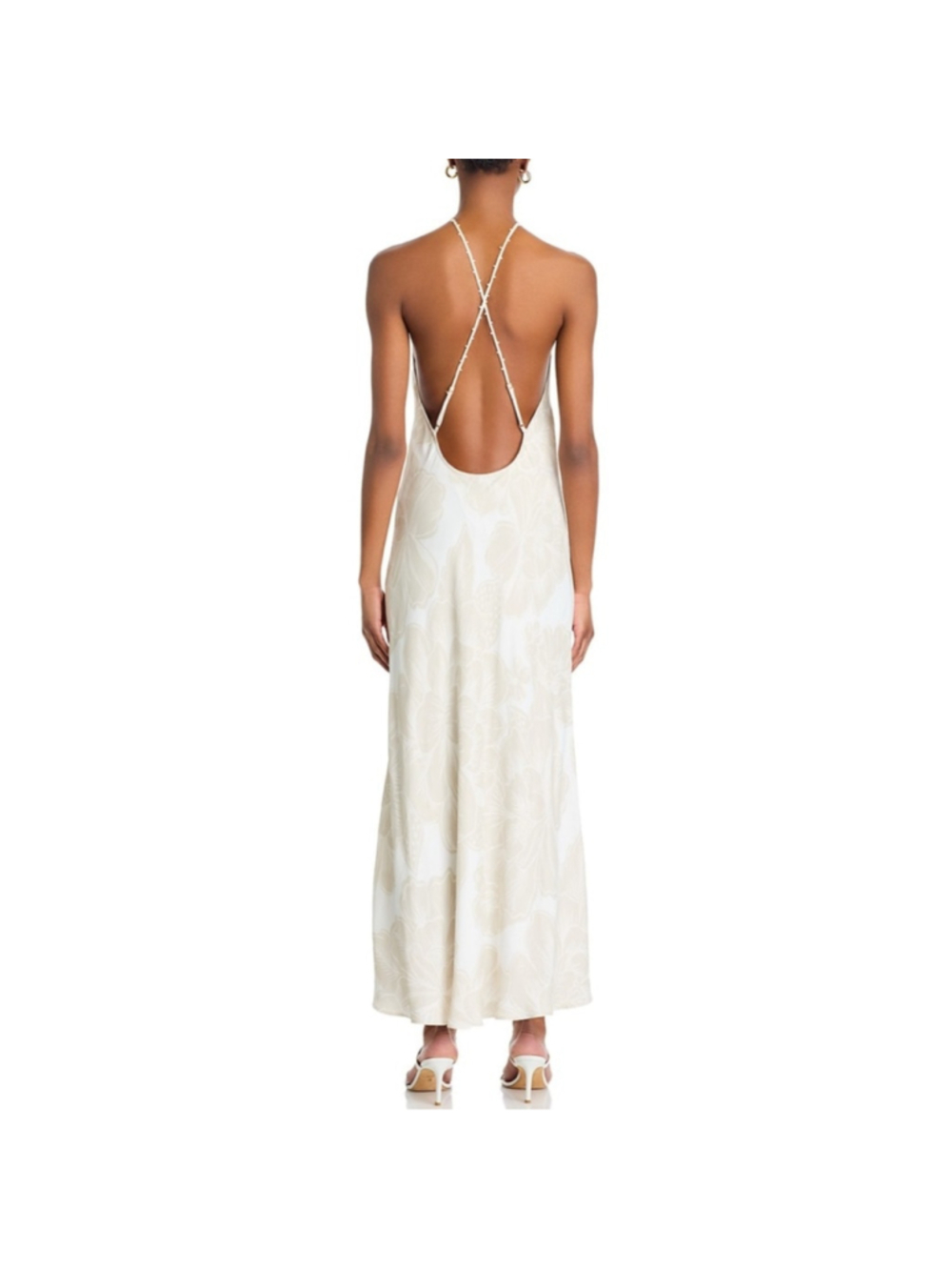 FARM Rio Off-White Beaded Halter Silk-Blend Resort Maxi Dress XL NWT - Picture 2 of 10